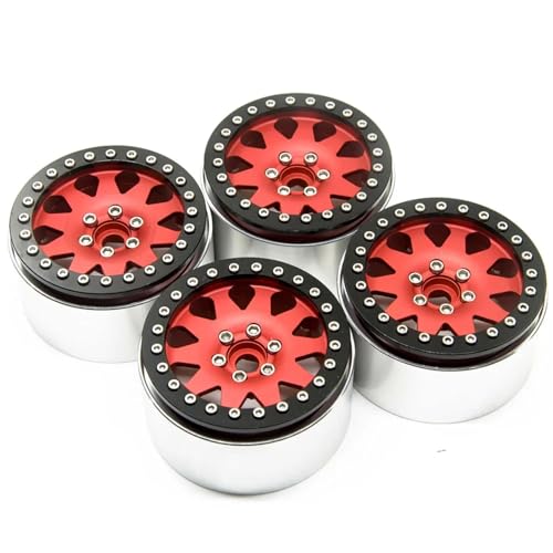 PEGGYLIN 2,2-Zoll-Radnabe aus Metall mit Beadlock-Felgen passend for Axial Wraith 90018 SCX10 TRX4 TRX6 1/10 RC Crawler Autoteile(Red 4PCS) von PEGGYLIN