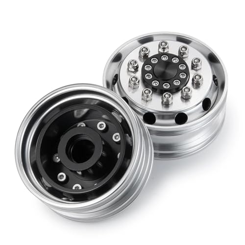 PEGGYLIN 2 Pcs CNC Metall Legierung Vorderrad Hub Felgen Fit for Tamiya 1/14 RC Schlepptau Anhänger Traktor LKW Man R620 Modell upgrade Teile(Style B) von PEGGYLIN