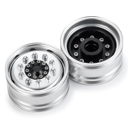 PEGGYLIN 2 Pcs CNC Metall Legierung Vorderrad Hub Felgen Fit for Tamiya 1/14 RC Schlepptau Anhänger Traktor LKW Man R620 Modell upgrade Teile(Style D) von PEGGYLIN