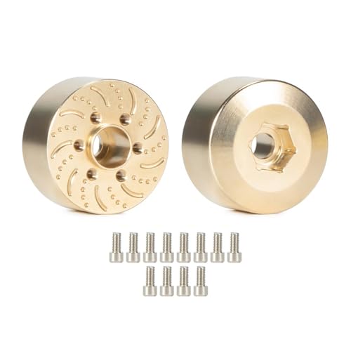 PEGGYLIN 2 stücke Messing Rad Hex Hub Adapter Fit for 1/10 RC Crawler Auto 1,9 2,2 Beadlock Räder Bremsscheiben 12mm Fit for TRX4 Axial SCX10 Traxxas(Golden 2PCS 18.5MM) von PEGGYLIN