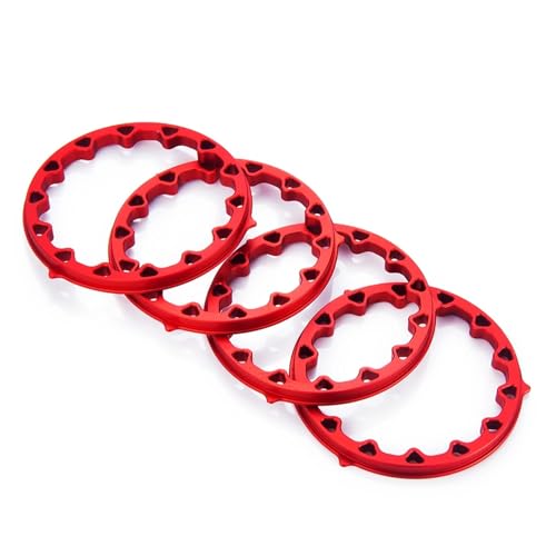 PEGGYLIN 4 STÜCKE Aluminiumlegierung 1,9 "Beadlock-Felgen Naben Passend for 1/10 RC Crawler Auto Axial SCX10 90046 TRX4 TRX6 D90 Teile(Inner Ring-Red) von PEGGYLIN