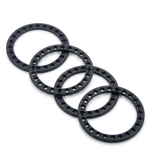 PEGGYLIN 4 STÜCKE Aluminiumlegierung 1,9 "Beadlock-Felgen Naben Passend for 1/10 RC Crawler Auto Axial SCX10 90046 TRX4 TRX6 D90 Teile(Outer Ring-Black) von PEGGYLIN