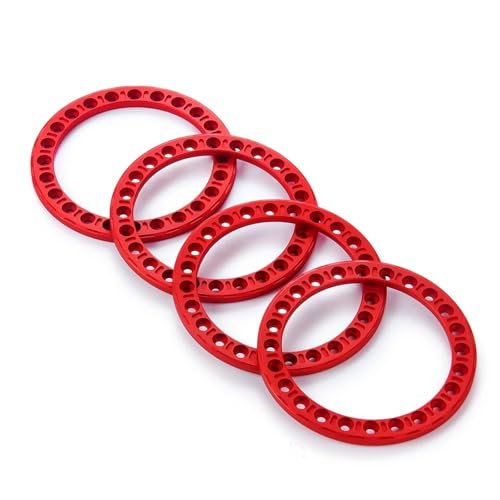 PEGGYLIN 4 STÜCKE Aluminiumlegierung 1,9 "Beadlock-Felgen Naben Passend for 1/10 RC Crawler Auto Axial SCX10 90046 TRX4 TRX6 D90 Teile(Outer Ring-Red) von PEGGYLIN