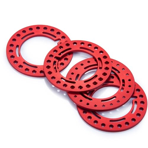 PEGGYLIN 4 STÜCKE Aluminiumlegierung 2,2 Zoll Beadlock-Räder Außenringe Passend for Axial Wraith TRX-4 1/10 RC Rock Crawler Auto Upgrade Teile(Red) von PEGGYLIN