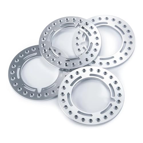 PEGGYLIN 4 STÜCKE Aluminiumlegierung 2,2 Zoll Beadlock-Räder Außenringe Passend for Axial Wraith TRX-4 1/10 RC Rock Crawler Auto Upgrade Teile(Silver) von PEGGYLIN