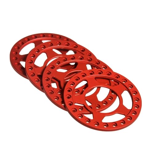 PEGGYLIN 4 STÜCKE Metall Beadlock Radringe Fit for 1,9 2,2 Zoll Felgen 1/10 RC Crawler Auto Axial SCX10 Wraith TRX4 TRX6(1.9inch-Red) von PEGGYLIN