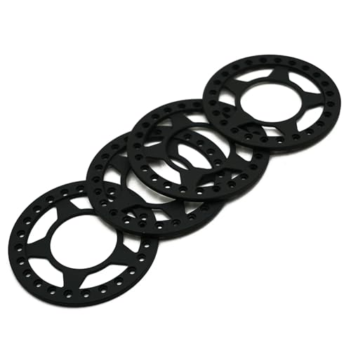 PEGGYLIN 4 STÜCKE Metall Beadlock Radringe Fit for 1,9 2,2 Zoll Felgen 1/10 RC Crawler Auto Axial SCX10 Wraith TRX4 TRX6(2.2inch-Black) von PEGGYLIN