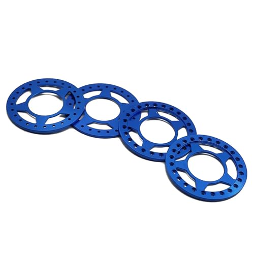 PEGGYLIN 4 STÜCKE Metall Beadlock Radringe Fit for 1,9 2,2 Zoll Felgen 1/10 RC Crawler Auto Axial SCX10 Wraith TRX4 TRX6(2.2inch-Blue) von PEGGYLIN