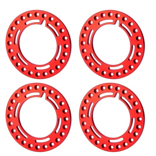 PEGGYLIN 4 STÜCKE RC Auto Rad Äußere Beadlock Ring Fit for 1,9 "und 2,2" Felgen 1/10 RC Crawler Axial SCX10 90046 Wraith TRX4 TRX6(1.9inch Red) von PEGGYLIN