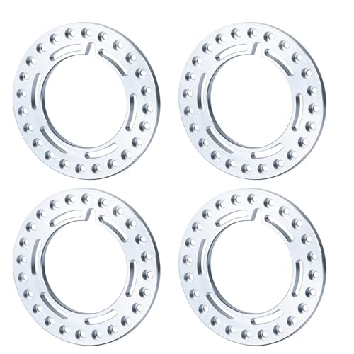 PEGGYLIN 4 STÜCKE RC Auto Rad Äußere Beadlock Ring Fit for 1,9 "und 2,2" Felgen 1/10 RC Crawler Axial SCX10 90046 Wraith TRX4 TRX6(1.9inch Silver) von PEGGYLIN