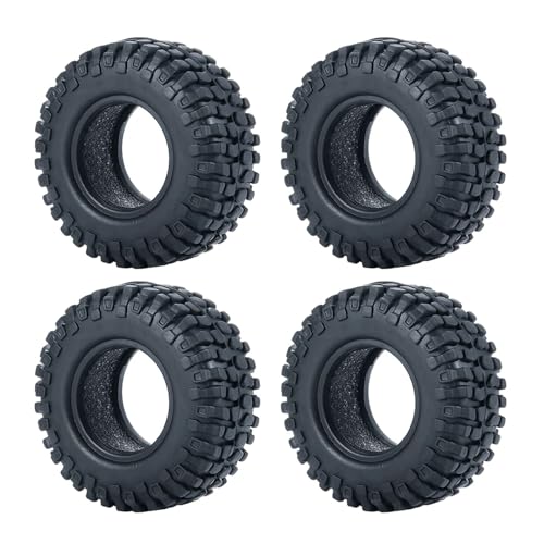 PEGGYLIN 4 Stück 1,0 Zoll Metall-Beadlock-Felgen + Weichgummireifen 50/54 mm passend for Axial SCX24 90081 1/24 RC Auto-LKW-Zubehörteil(50mm Tires-C) von PEGGYLIN