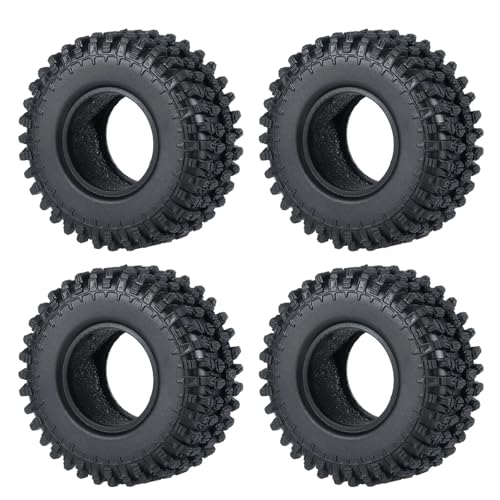 PEGGYLIN 4 Stück 1,0 Zoll Metall-Beadlock-Felgen + Weichgummireifen 50/54 mm passend for Axial SCX24 90081 1/24 RC Auto-LKW-Zubehörteil(54mm Tires-A) von PEGGYLIN