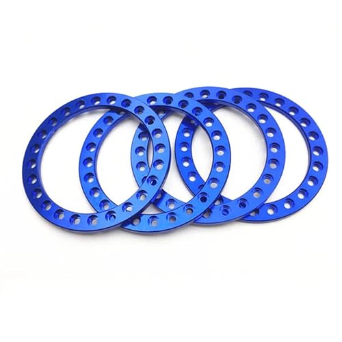 PEGGYLIN 4 Stück Aluminiumlegierung 1,9/2,2 Zoll Ersatz Beadlock Felgenringe Passend for Axial SCX10 Wraith TRX-4 1/10 RC Crawler Auto(1.9inch Blue) von PEGGYLIN