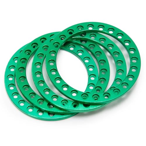 PEGGYLIN 4 Stück Aluminiumlegierung 1,9/2,2 Zoll Ersatz Beadlock Felgenringe Passend for Axial SCX10 Wraith TRX-4 1/10 RC Crawler Auto(1.9inch Green) von PEGGYLIN