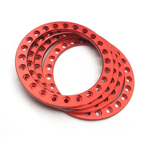 PEGGYLIN 4 Stück Aluminiumlegierung 1,9/2,2 Zoll Ersatz Beadlock Felgenringe Passend for Axial SCX10 Wraith TRX-4 1/10 RC Crawler Auto(1.9inch Red) von PEGGYLIN