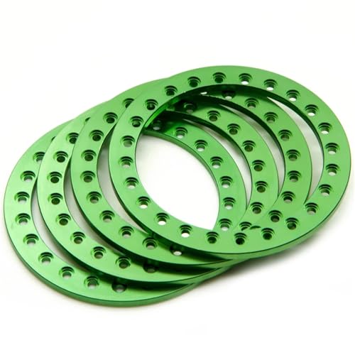 PEGGYLIN 4 Stück Aluminiumlegierung 1,9/2,2 Zoll Ersatz Beadlock Felgenringe Passend for Axial SCX10 Wraith TRX-4 1/10 RC Crawler Auto(2.2inch Green) von PEGGYLIN