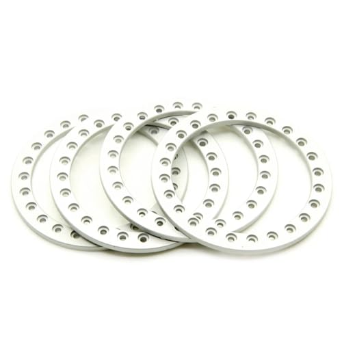 PEGGYLIN 4 Stück Aluminiumlegierung 1,9/2,2 Zoll Ersatz Beadlock Felgenringe Passend for Axial SCX10 Wraith TRX-4 1/10 RC Crawler Auto(2.2inch Matt Silver) von PEGGYLIN