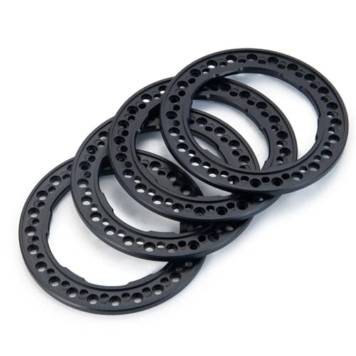 PEGGYLIN 4 Stück Aluminiumlegierung 1,9 Zoll Felgen Außenringe 52mm Außendurchmesser Passend for Axial SCX10 II 90046 TRX4 1/10 RC Rock Crawler Autoteile(Black) von PEGGYLIN