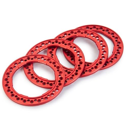 PEGGYLIN 4 Stück Aluminiumlegierung 1,9 Zoll Felgen Außenringe 52mm Außendurchmesser Passend for Axial SCX10 II 90046 TRX4 1/10 RC Rock Crawler Autoteile(Red) von PEGGYLIN