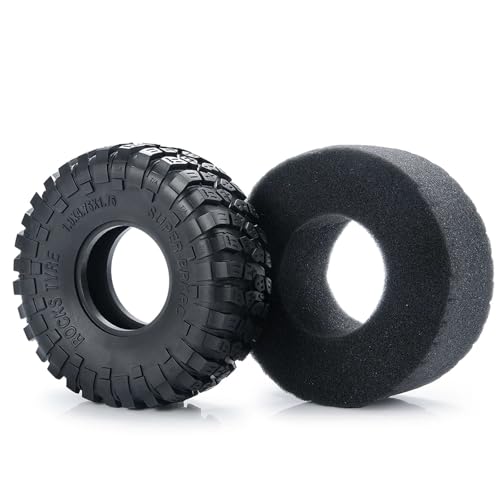 PEGGYLIN 4 Stücke 1,9 Zoll Beadlock 120 * 52mm Gummiräder Reifen Reifen mit Schaum passend for Axial SCX10 D90 TRX-4 1/10 RC Crawler Autoteile von PEGGYLIN