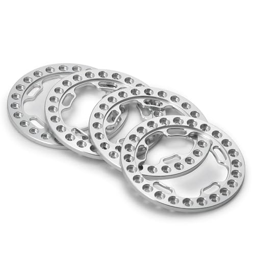 PEGGYLIN 4 Stücke 52mm OD Aluminiumlegierung Ersatz Beadlock Ring Passend for Axial SCX10 TRX-4 1/10 RC Crawler Auto 1,9 Zoll Radfelgen Teile(Bright Silver) von PEGGYLIN