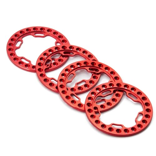 PEGGYLIN 4 Stücke 52mm OD Aluminiumlegierung Ersatz Beadlock Ring Passend for Axial SCX10 TRX-4 1/10 RC Crawler Auto 1,9 Zoll Radfelgen Teile(Red) von PEGGYLIN