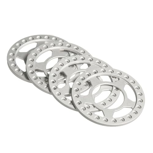 PEGGYLIN 4 Stücke Aluminiumlegierung Ersatz Beadlock Ring Passend for Axial SCX10 TRX-4 1/10 RC Crawler Auto 1,9 Zoll Felgen Teile(Matt Silver) von PEGGYLIN