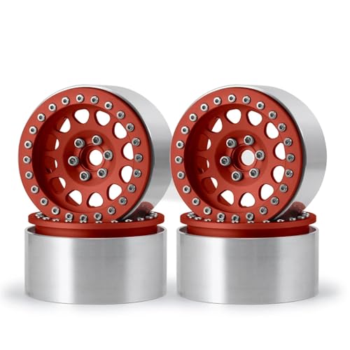 PEGGYLIN 4 Stücke CNC Metall 1,9 Zoll Beadlock Felgen Naben 30mm Passend for Axial SCX10 TRX-4 TRX4 1/10 RC Rock Crawler Autoteile(Matt Red) von PEGGYLIN