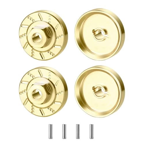 PEGGYLIN 4 Stücke TRX-4M Messing Rad Hex Hub Adapter Gegengewicht Fit for Bronco Defender 1/18 RC Crawler Auto Modell LKW Upgrade Teile(Gold) von PEGGYLIN