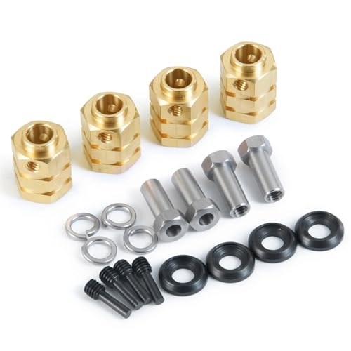 PEGGYLIN 4 stücke 15/20mm Heavy Duty Messing 12mm Rad Hex Hubs Erweiterte Adapter Fit for TRX-4 TRX4 1/10 RC Crawler Auto Modell Teile(15mm) von PEGGYLIN