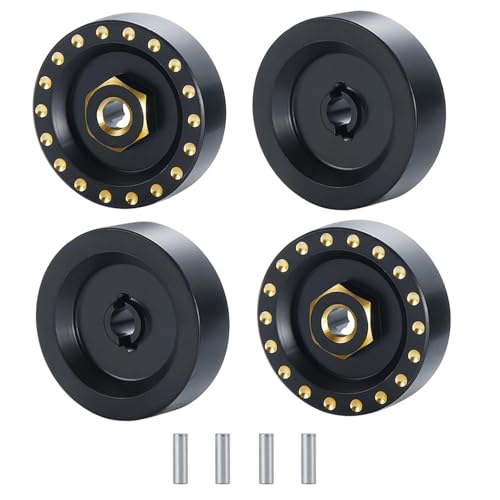 PEGGYLIN 4-teiliger Messing-Achsrad-Sechskantadapter, Ausgleichsgewicht, passend for Axial SCX24, passend for Deadbolt C10 Gladiator Bronco Wrangler 1/24 RC-Auto(Black) von PEGGYLIN