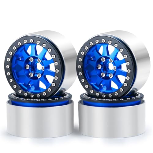 PEGGYLIN Aluminium 2,2 "Beadlock Felgen Naben Fit for Axial Wraith 90048 RR10 SCX10 TRX4 TRX6 1/10 RC Crawler Auto Teile(Blue 4PCS) von PEGGYLIN