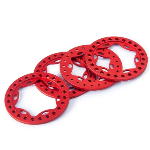 PEGGYLIN Aluminium 2,2 Zoll Beadlock Außenringe Passend for Axial Wraith TRX-4 1/10 RC Crawler Auto Felgen Ersatz Upgrade Teile(Red) von PEGGYLIN