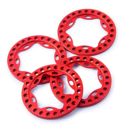 PEGGYLIN Aluminiumlegierung 1,9 Zoll Beadlock-Felgen Außenringe 52,5 mm Außendurchmesser Passend for Axial SCX10 D90 CC01 1/10 RC Rock Crawler Autoteile(Red) von PEGGYLIN