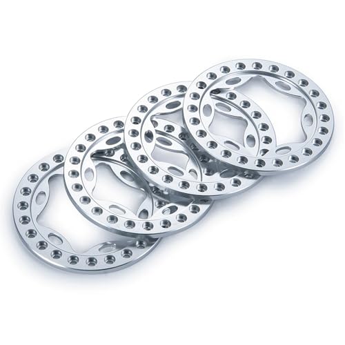 PEGGYLIN Aluminiumlegierung 1,9 Zoll Beadlock-Felgen Außenringe 52,5 mm Außendurchmesser Passend for Axial SCX10 D90 CC01 1/10 RC Rock Crawler Autoteile(Silver) von PEGGYLIN