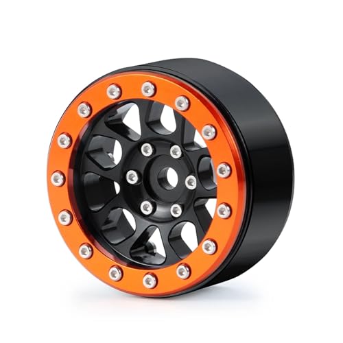 PEGGYLIN CNC-Aluminiumlegierung 1,9-Zoll-Beadlock-Felgennabe Passend for Axial SCX10 D90 1/10 RC Crawler Auto-LKW-Modell-Upgrade-Teile(Orange Black 1Pcs) von PEGGYLIN