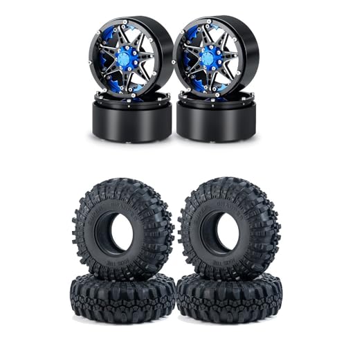 PEGGYLIN Metall 2,2 Zoll Beadlock Felgen Naben mit 137mm Außendurchmesser Gummireifen passend for Axial Wraith TRX-4 1/10 RC Crawler Modell Autoteil(Blue Set) von PEGGYLIN