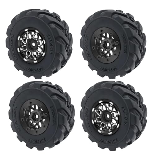 PEGGYLIN Metall-Beadlock-Felgen + 54/62 mm All-Terrain-Schlammgummireifen passend for TRX4M Bronco Defender 1/18 Axial SCX24 1/24 RC Auto(54mm Black) von PEGGYLIN