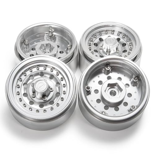 PEGGYLIN Metalllegierung 1,9 Zoll Beadlock-Felgen Naben 27 mm passend for TRX4 D90 Axial SCX10 CC01 1/10 RC Crawler Auto LKW Teile(Light Silver 4PCS) von PEGGYLIN