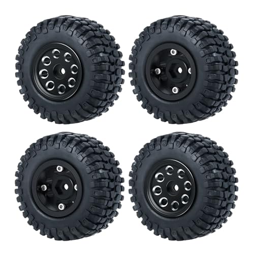 PEGGYLIN Micro 1,0 Zoll Beadlock-Felgen aus Metalllegierung, 50/54 mm Gummireifen-Set, passend for Axial SCX24 1/24 RC Crawler Auto-LKW-Teile(50mm Black Set-C) von PEGGYLIN