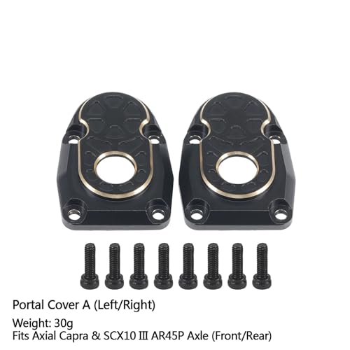 PEGGYLIN Schwarze Messinggewichte, Achsschenkel, Portalabdeckungssatz, passend for Axial Capra SCX10 III AR45P, passend for SuperShafty CP44, passend for Vanquish F9, Achsgehäuse(Portal Cover A 2pcs) von PEGGYLIN