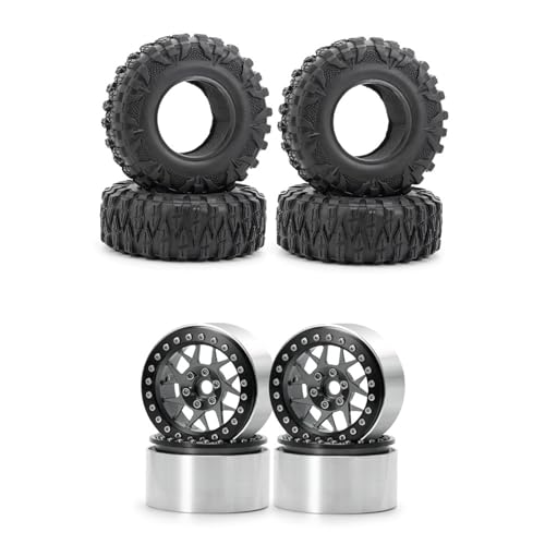 PEGGYLIN Silbernes 2,2-Zoll-Beadlock-Felgennaben aus Metall mit 120 mm Außendurchmesser, Gummireifen, passend for Axial Wraith TRX-4 1/10 RC-Modellautoteil(Titanium Set) von PEGGYLIN