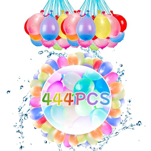444 Stück Wasserballons - Wasserbombens Selbstschließend,Schnell Befüllbarer Wasser Luftballons,Farbige Wasserballon Set，Biologisch Abbaubare Cluster-Wasser ballons für Wasser Spiele von PEIFOON