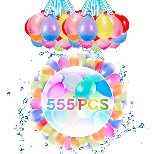 555 Stück Wasserbombens - Wasserbombens Selbstschließend,Schnell Befüllbarer Wasserbombems,Farbige Wasserballon Set，Biologisch Abbaubare Cluster-Wasser ballons für Wasser Spiele von PEIFOON