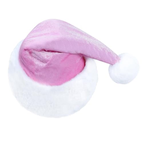 PEILINZE Weihnachtsmütze, warm, dick, Plüsch-Kopfbedeckung, weiße pelzige Krempe, für Weihnachtsfeiern, Cosplay-Zubehör von PEILINZE