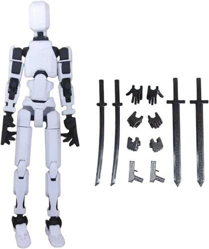 Action Figur 3D Gedruckt Multi-Jointed Beweglicher Roboter Glücklicher 13 Action Figur Modell Lustiges 13 Ganzkörper Aktivität Roboter Gaming Action Figuren Desktop Dekorationen (White) von PEKJDS