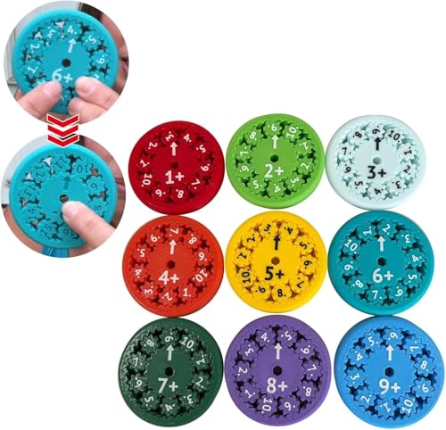 Math Fact Fidget Spinner, Math Fidget Spinner Addition Subtraktion Multiplikation Division Zählen Math Spiele Fidgets Spinner, Lindert Stress Learning Tool (9pcs Add Or Subtract) von PEKJDS