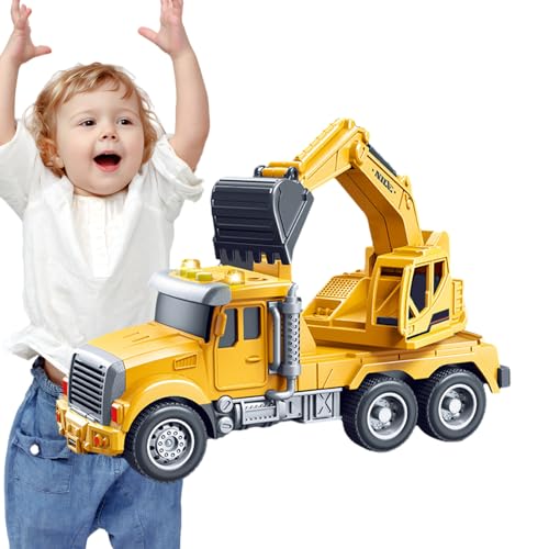 PEKMAR Reibungsspielzeugautos - Simulierte Baufahrzeuge mit Licht und Sound,LKW-Spielzeug für Kinder, Jungen und Mädchen ab 4 Jahren, Baufahrzeuge von PEKMAR