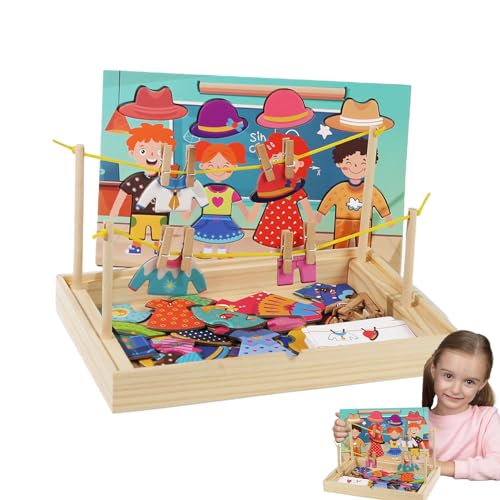 PEKMAR Sortierspielzeug für Kleinkinder, Formanpassungsspiel, Spiel zum Aufhängen von Kleidung, Lehrmittel für Kleidung, Kleidung wechseln, Kleidung aufhängen, Montessori-Puzzlespielzeug für Jungen von PEKMAR