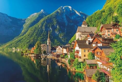 1000 Stück Buntkunst Europäisches Österreich Hallstatt Dorf Am See Malerisches DIY-Holzpuzzle Für Die Wanddekoration Zu Hause von PEKNUX